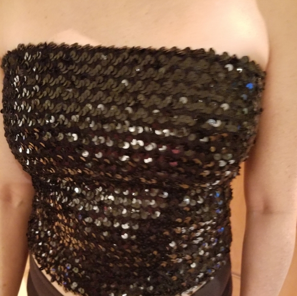 Strapless sequined top - Picture 2 of 7